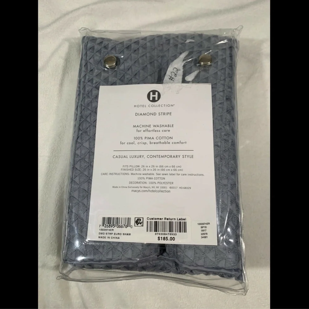 NIB $185 Hotel Collection (1)‎ Diamond Stripe European Sham Euro